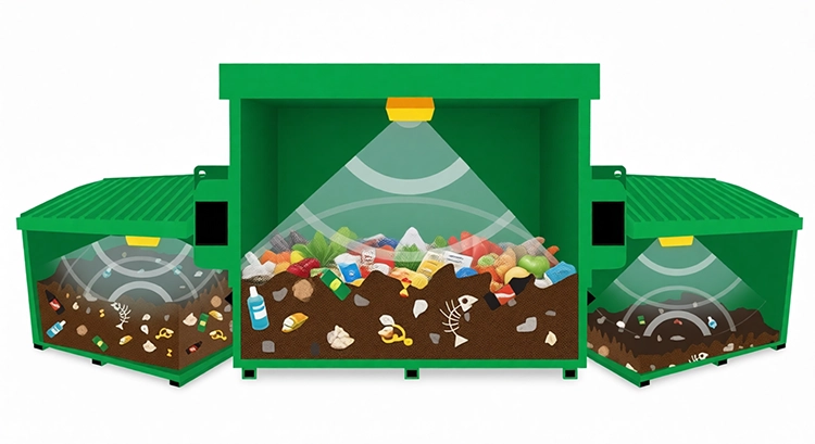 Ultrasonic sensors detect overflowing garbage