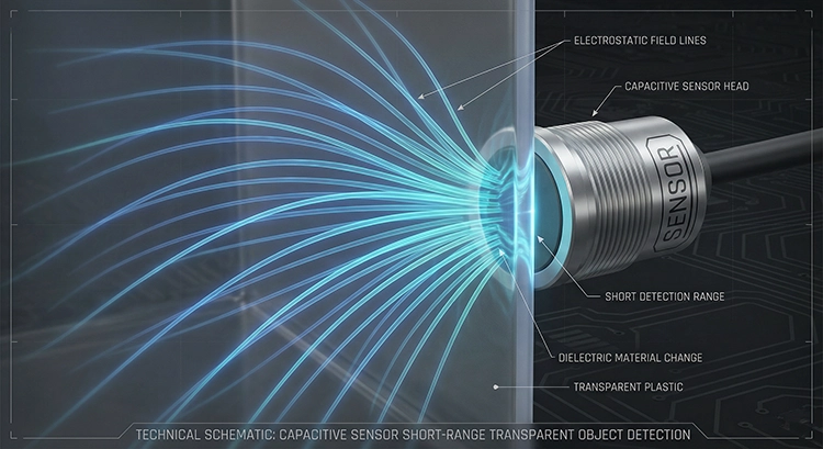 How a capacitive sensor works for short-range transparent object detection